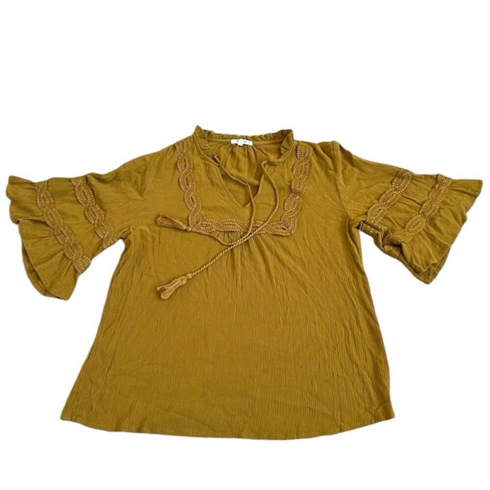 Maurices Mustard Peasant Boho Shirt Women’s Size Small